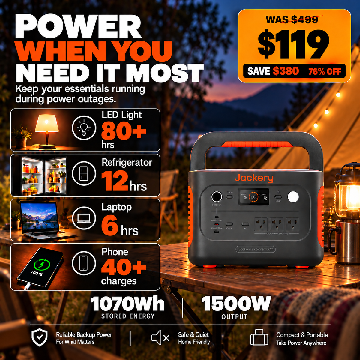 1070Wh Solar Generator Kit + FREE 200W Solar Panel