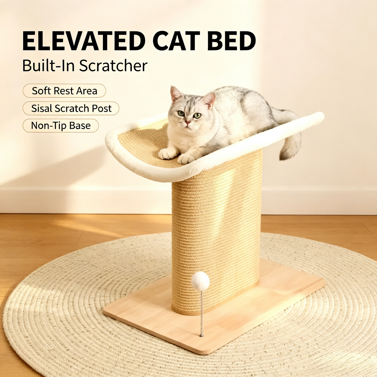 Multi‑Function Cat Scratching Post with U‑Shape Perch Platform