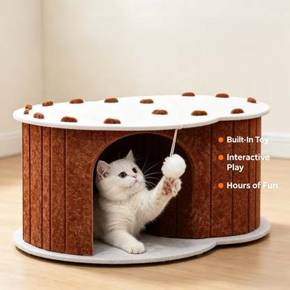S‑Shaped Felt Cat Cave House with Scratching Surface