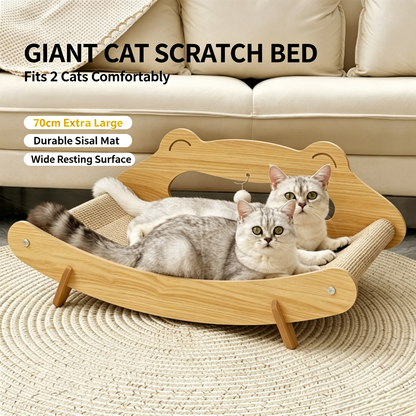 Extra‑Large Wooden Cat Scratcher Bed, Multi‑Cat Shared Sisal Lounge