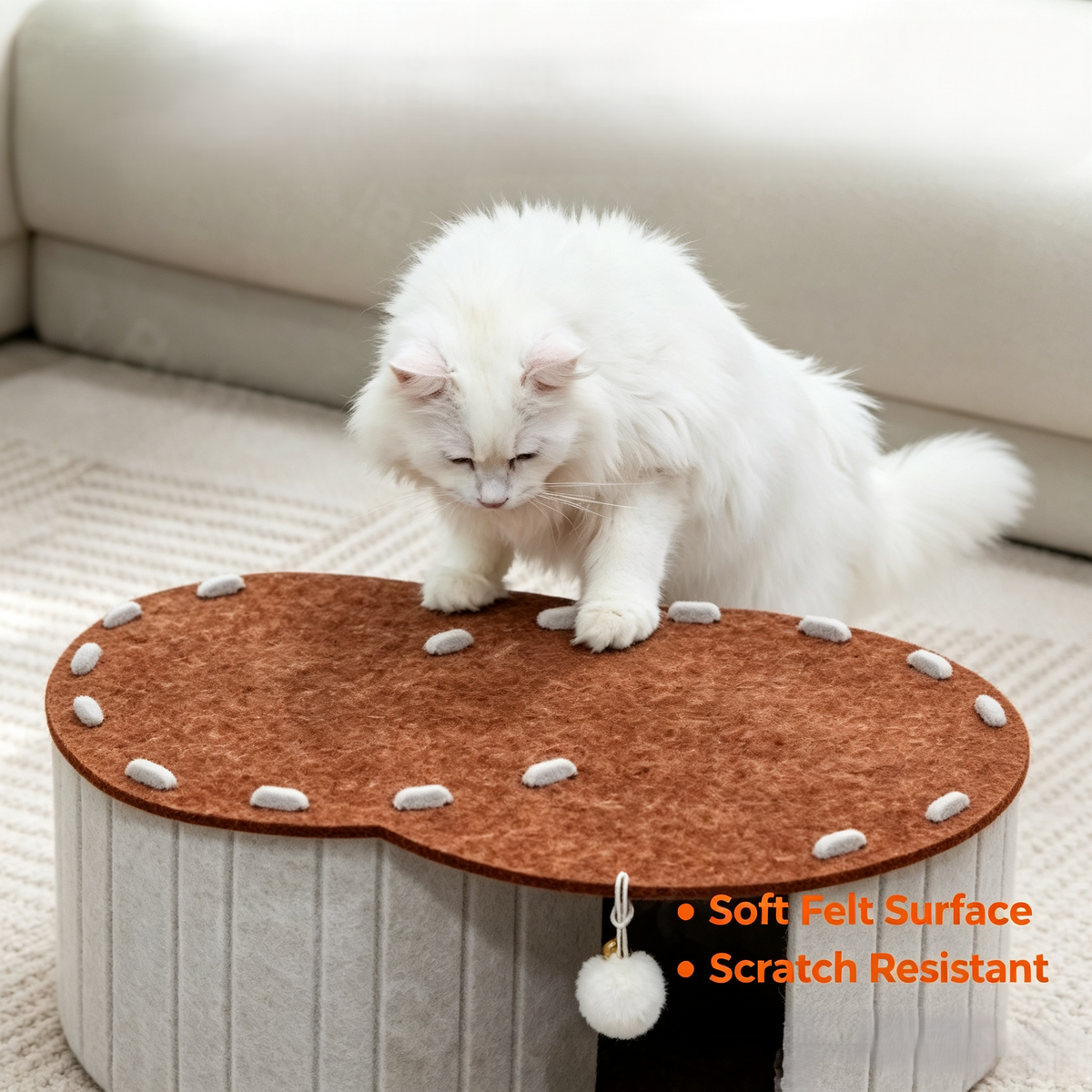 S‑Shaped Felt Cat Cave House with Scratching Surface