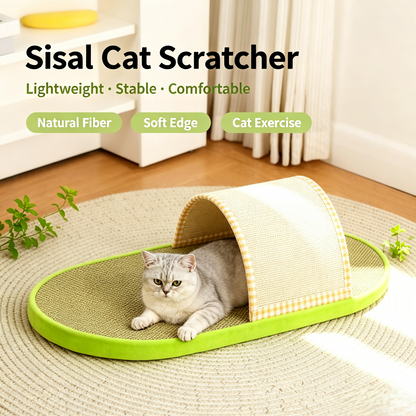 Slipper‑Shaped Sisal Cat Scratcher Bed, Indoor Cat Scratching Pad for Rest &amp; Play