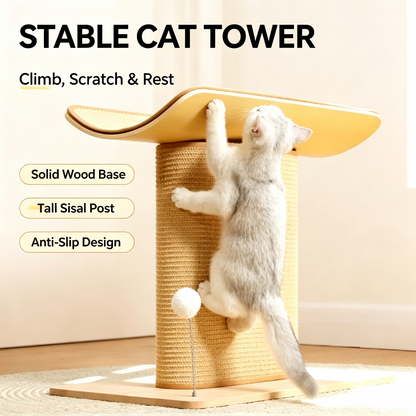 Multi‑Function Cat Scratching Post with U‑Shape Perch Platform