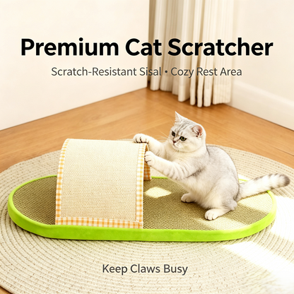 Slipper‑Shaped Sisal Cat Scratcher Bed, Indoor Cat Scratching Pad for Rest &amp; Play