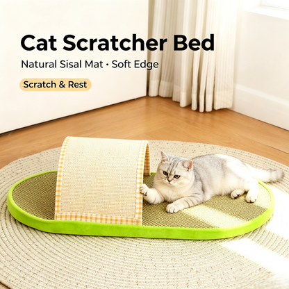 Slipper‑Shaped Sisal Cat Scratcher Bed, Indoor Cat Scratching Pad for Rest &amp; Play